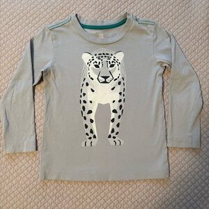 Tea Collection Gray Kids Long Sleeve Shirt with Leopard Graphic